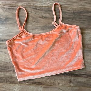 Salmon velvet crop top